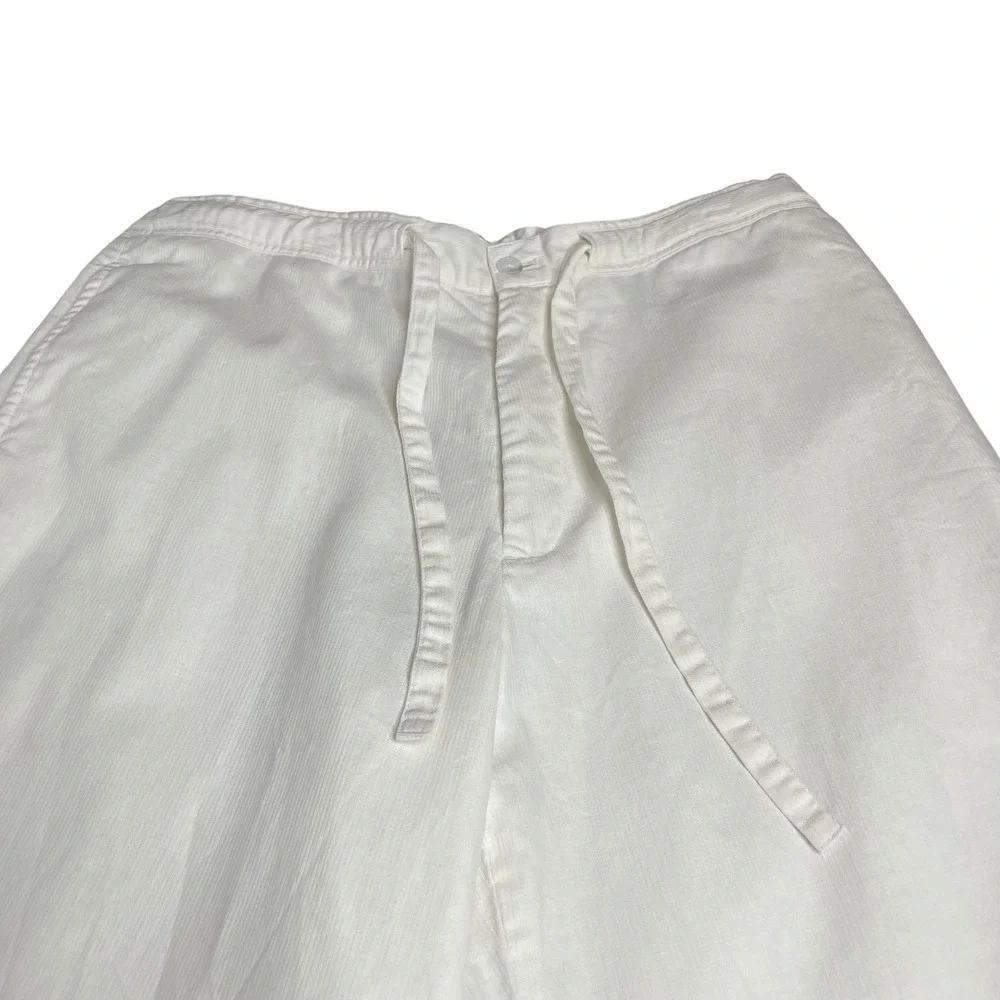 Axcess Liz Claiborne White Linen Blend Wide Leg Drawstring Pants Mens XL